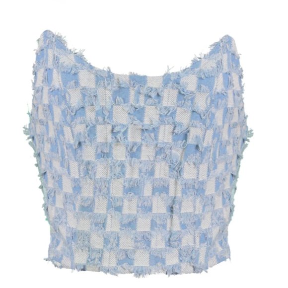 BULLETSHOT DENIM CORSET TOP IN LIGHT WASH - Picture 2 of 4